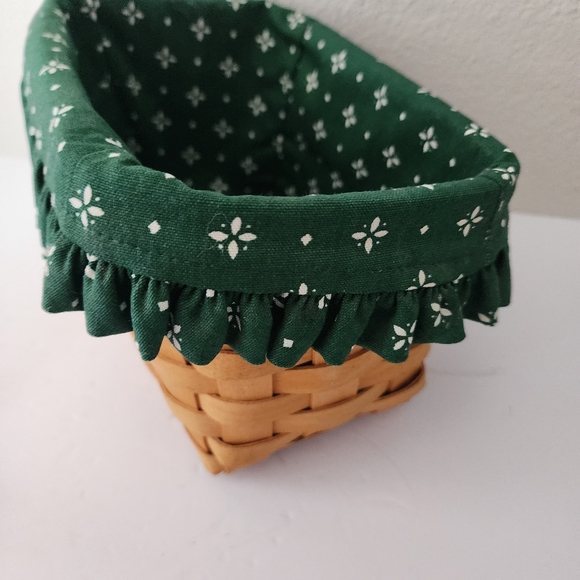 Longaberger 1997 Angled Basket With Green Floral Liner Card Keeper Basket - Picture 7 of 12